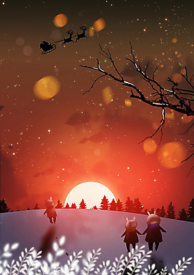 PSD 크리스마스 겨울 일러스트 따뜻함 세마리 초원 사람없음 산타클로스 노을 설원 루돌프 돼지 돼지캐릭터 아기돼지 국내일러스트 자연요소 계절 기념일 새끼 동물캐릭터 포유류 사슴 눈_날씨 3 파일형식