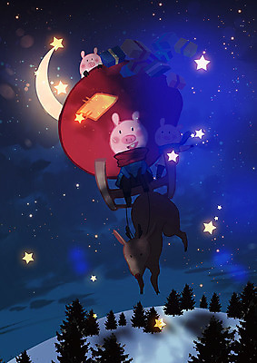 PSD 별 크리스마스 겨울 일러스트 따뜻함 세마리 선물 사람없음 루돌프 돼지 야간 썰매 돼지캐릭터 아기돼지 국내일러스트 자연요소 계절 기념일 새끼 동물캐릭터 포유류 사슴 3 파일형식