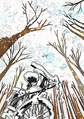 PSD 나무 행복 백그라운드 크리스마스 겨울 일러스트 날씨 풍경 사람없음 자전거 추위 흰색 눈 차가움 겨울풍경 겨울배경 국내일러스트 자연요소 식물 계절 기념일 감정 컬러 바이크 파일형식