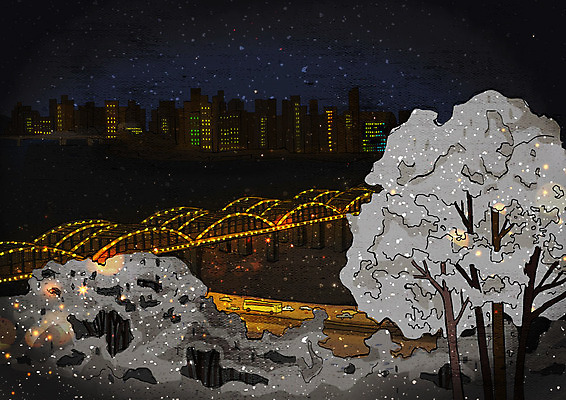 PSD 나무 행복 백그라운드 크리스마스 겨울 야경 일러스트 날씨 주택 사람없음 빛 도시풍경 추위 흰색 눈 도시 차가움 가교 겨울풍경 겨울배경 국내일러스트 자연요소 식물 건축물 계절 기념일 감정 컬러 풍경 건물 야간 파일형식 풍경_경치