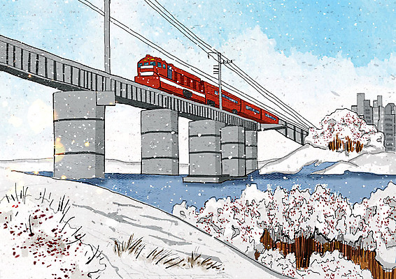 PSD 나무 행복 백그라운드 크리스마스 겨울 일러스트 날씨 풍경 사람없음 강 도시풍경 기차 추위 흰색 눈 도시 전철 차가움 가교 겨울풍경 겨울배경 국내일러스트 자연요소 식물 건축물 계절 기념일 감정 육상교통 컬러 대중교통 파일형식