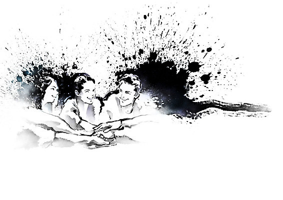 PSD 여자 남자 일러스트 캘리그라피 성공 붓터치 협력 흑백 사람 성인 일상 세명 파이팅 직장인 비즈니스맨 비즈니스우먼 동료 번짐 성인만 국내일러스트 직업 컨셉 비즈니스 관계 모션 촬영기법 라이프 파일형식 효과