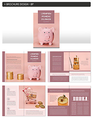 템플릿 ZIP 리플렛 분홍색 비즈니스 팜플렛 사람없음 금융 경제 동전 쇼핑카 미니어처 저축 돼지저금통 분석 투자 수익 인디자인 INDD 이미지템플릿 컬러 컨셉 돈 쇼핑 모형 카트 저금통 파일형식