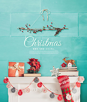 PSD 나무 편집이미지 열매 꽃 크리스마스 겨울 사슴 선물 사람없음 장식 선물상자 나뭇가지 오브젝트 벽난로 민트색 카피스페이스 크리스마스리스 이미지편집 식물 계절 기념일 컬러 포유류 상자 화환 공백 파일형식