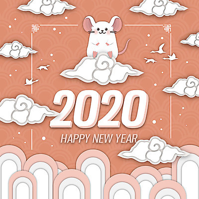 한마리 영어 일러스트 새해 산 타이포그라피 사람없음 컬러풀 숫자 쥐띠 쥐 해피뉴이어 구름문양 흰쥐 2020년 경자년 국내일러스트 AI파일 문자 1 문양 컬러 새해인사 십이지신 설치류 연도 파일형식 벡터 구름_자연