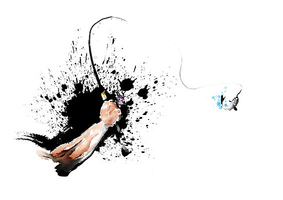 PSD 손 줄 일러스트 캘리그라피 근육 붓터치 낚시 어류 사람 손짓 신체부위 물 낚싯대 역동적 번짐 팔 낚시줄 루어 릴 국내일러스트 자연요소 컨셉 모션 레저 수중동물 낚시용품 파일형식 효과