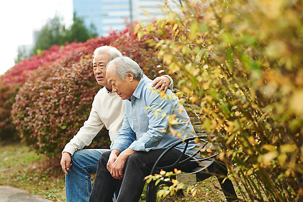 포토 JPG 주간 할아버지 노년 남자 벤치 아파트 건강 대화 앉기 상반신 야외 두명 옆모습 아웃포커스 친구 한국인 질병 고민 70대 격려 건망증 아파트단지 치매 노화 노인남자만 어깨에손 국내포토 자연요소 감정 뷰포인트 컨셉 의자 의학 관계 모션 주택 촬영기법 말하기 사람 동양인 성인 남자만 노인만 파일형식