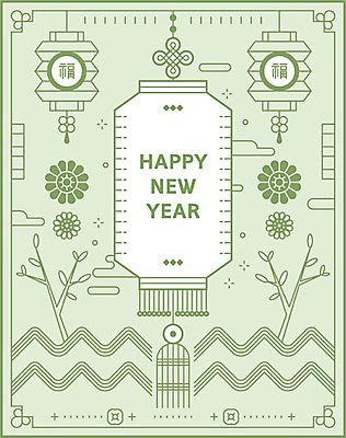 나무 한국전통 꽃 일러스트 새해 타이포그라피 사람없음 초록색 전통문양 복 해피뉴이어 전통등 신년카드 2020년 경자년 국내일러스트 AI파일 식물 문자 전통 문양 컬러 조명 카드_감사 한국 한자 새해인사 연도 파일형식 벡터