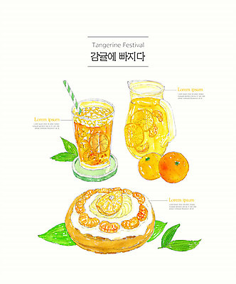 PSD 음료 과일 일러스트 디저트 수채화 귤 빨대 사람없음 컬러풀 카페 달콤 과일주스 메뉴 메뉴판 와플 에이드 국내일러스트 음식 컬러 상점 주스 맛 파일형식