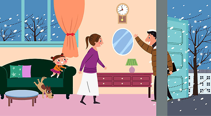 나무 딸 어린이 시계 가구 쿠션 겨울 일러스트 창문 가족 탁자 엄마 주택 경고 사람 성인 건물 세명 소파 문 거울 추위 스탠드 눈 커튼 아빠 편안함 고민 준비 귀가 국내일러스트 AI파일 자연요소 식물 건축물 계절 감정 생활용품 의자 관계 날씨 조명 감각 파일형식 벡터