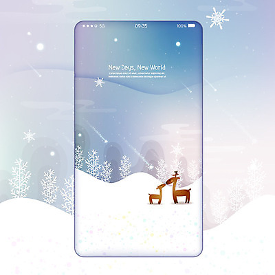 백그라운드 두마리 일러스트 사슴 새해 사람없음 스마트폰 설원 눈 눈송이 2020년 경자년 폰배경 국내일러스트 AI파일 자연요소 2 포유류 날씨 눈_날씨 핸드폰 스마트기기 연도 파일형식 벡터