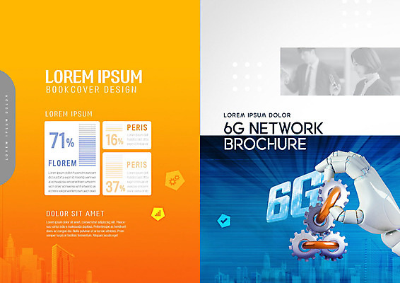 PSD 템플릿 표지디자인 북디자인 손 출판디자인 여자 남자 산업 내지 리플렛 북커버 비즈니스 통신 미래 기술 들기 사람 팜플렛 20대 성인 30대 금융 파란색 주황색 한국인 과학기술 비즈니스맨 비즈니스우먼 로봇 톱니바퀴 성인만 4차산업 6G 미래산업 이미지템플릿 컬러 컨셉 모션 IT 동양인 청년 신체부위 장년 경제 직장인 파일형식