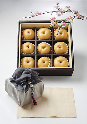 포토 JPG 스튜디오촬영 명절 과일 실내 사람없음 선물상자 신선 배 오브젝트 보따리 선물세트 꽃가지 명절선물 국내포토 전통 기념일 꽃 선물 내부 상자 나뭇가지 파일형식