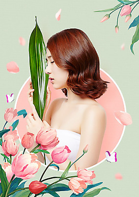 PSD 편집이미지 여자 꽃잎 꽃 나비 수채화 한명 사람 상반신 20대 성인 옆모습 컬러풀 뷰티 한국인 낙화 성인여자한명만 이미지편집 식물 1 뷰포인트 컬러 곤충 동양인 청년 여자한명만 성인여자만 파일형식