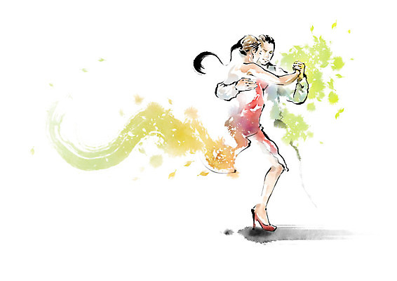 PSD 커플 여자 남자 일러스트 캘리그라피 붓터치 사람 두명 컬러풀 춤 즐거움 번짐 열정 댄스스포츠 국내일러스트 감정 스포츠 컬러 관계 문화예술 파일형식 효과