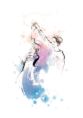 PSD 커플 여자 남자 일러스트 캘리그라피 붓터치 사람 두명 컬러풀 춤 즐거움 번짐 열정 댄스스포츠 국내일러스트 감정 스포츠 컬러 관계 문화예술 파일형식 효과