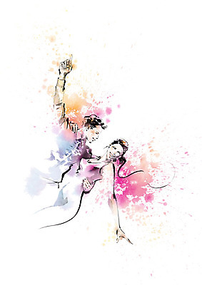 PSD 커플 여자 남자 일러스트 캘리그라피 붓터치 사람 두명 컬러풀 춤 즐거움 번짐 열정 댄스스포츠 국내일러스트 감정 스포츠 컬러 관계 문화예술 파일형식 효과