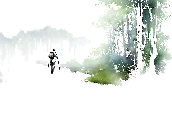 PSD 여행 일러스트 캘리그라피 자연 붓터치 산 한명 사람 풍경 초록색 등산 숲 편안함 번짐 사색 풍경화 국내일러스트 1 컬러 생각 트래킹 감각 그림 생태계 파일형식 효과