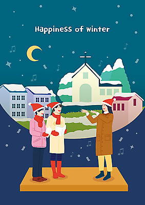 PSD 나무 여자 남자 행복 음악 겨울 음표 일러스트 노래 산타모자 주택 사람 초원 세명 교회 눈 초승달 악보 즐거움 지휘자 국내일러스트 자연요소 식물 모자_잡화 기호 계절 감정 크리스마스 종교건축 날씨 문화예술 건물 음악가 달 파일형식