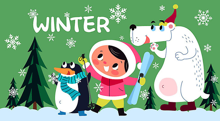 나무 동물 여자 어린이 겨울 일러스트 스키 스키장 눈꽃 한명 사람 소녀 초록색 귀여움 설원 눈 즐거움 펭귄 북극곰 스키장비 소녀한명만 국내일러스트 AI파일 자연요소 식물 1 계절 감정 스포츠용품 컬러 컨셉 곰 조류 날씨 겨울스포츠 눈_날씨 여자한명만 소녀만 파일형식 벡터