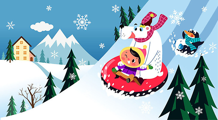 나무 동물 구름 여자 어린이 겨울 일러스트 숙소 스키장 눈꽃 한명 사람 파란색 귀여움 눈 즐거움 펭귄 북극곰 썰매 튜브 소녀한명만 설산 국내일러스트 AI파일 자연요소 식물 1 계절 감정 컬러 컨셉 곰 조류 날씨 산 눈_날씨 여자한명만 소녀만 파일형식 벡터