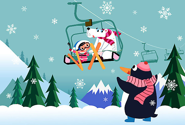 나무 동물 여자 어린이 겨울 일러스트 스키 스키장 눈꽃 한명 사람 파란색 귀여움 설원 눈 즐거움 펭귄 북극곰 스키장비 스키리프트 소녀한명만 설산 국내일러스트 AI파일 자연요소 식물 1 계절 감정 스포츠용품 컬러 컨셉 곰 조류 날씨 겨울스포츠 산 눈_날씨 리프트 여자한명만 소녀만 파일형식 벡터