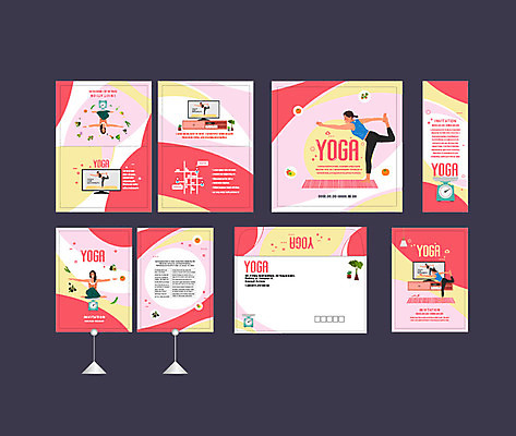 템플릿 배너 배너템플릿 여자 분홍색 요가 건강 저울 이벤트 여러명 세트 운동 텔레비전 현수막 엽서 초대장 소봉투 행사세트 행사템플릿 AI파일 웰빙 컬러 다수 편지봉투 카드_감사 사람 전자제품 편지 파일형식 벡터