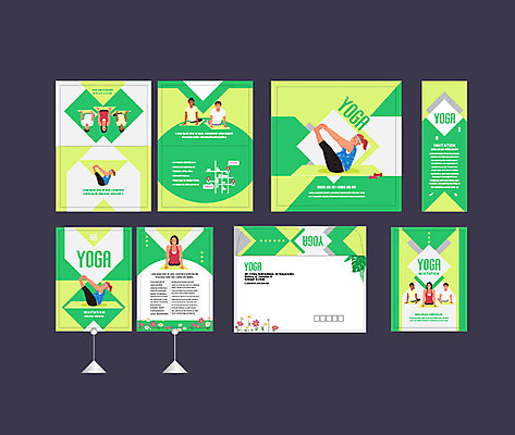 템플릿 배너 배너템플릿 여자 남자 꽃 요가 건강 이벤트 여러명 초록색 세트 운동 현수막 엽서 초대장 소봉투 행사세트 행사템플릿 AI파일 식물 웰빙 컬러 다수 편지봉투 카드_감사 사람 편지 파일형식 벡터