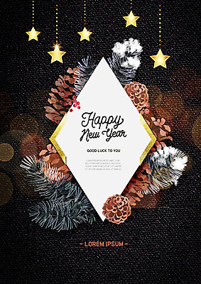 PSD 편집이미지 영어 명절 별 백그라운드 근하신년 새해 사람없음 설날 솔방울 해피뉴이어 솔잎 설맞이 카피스페이스 2020년 경자년 이미지편집 자연요소 문자 전통 기념일 잎 공백 새해인사 연도 파일형식