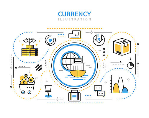 아이콘 말풍선 서류가방 그래프 사람없음 경제 파란색 상자 세계 수레 화물선 하락 택배 무역 인하 2D아이콘 AI파일 산업 컬러 컨셉 배_교통 가방 카트 운송업 파일형식 벡터