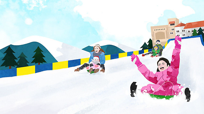 PSD 나무 구름 여자 남자 어린이 겨울 일러스트 가족 하늘 엄마 사람 여러명 성인 설원 눈 아빠 즐거움 썰매 눈썰매장 설산 국내일러스트 자연요소 식물 계절 감정 다수 관계 날씨 산 눈_날씨 파일형식