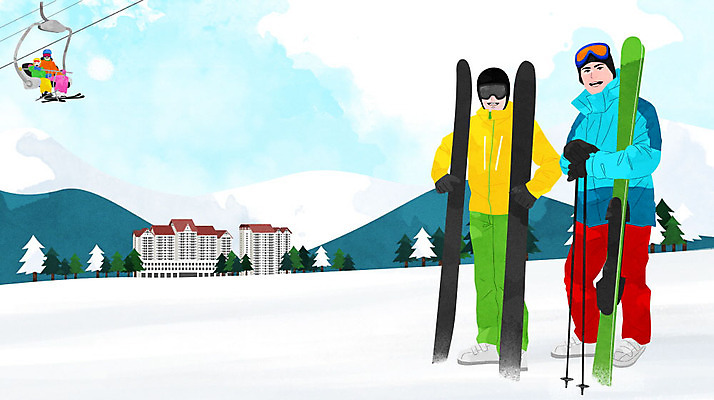 PSD 나무 구름 여자 남자 어린이 겨울 일러스트 하늘 스키 스키장 사람 여러명 성인 설원 눈 즐거움 스키복 스키장비 콘도 스키용품 스키고글 스키리프트 설산 국내일러스트 자연요소 식물 옷 계절 감정 스포츠용품 다수 숙소 날씨 겨울스포츠 산 눈_날씨 리프트 파일형식