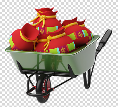 편집 편집이미지 복주머니 누끼 사람없음 3D소스 3D 여러개 수레 입체 디지털합성 오브젝트 PNG 목업 편집소스 다수 전통소품 카트 파일형식