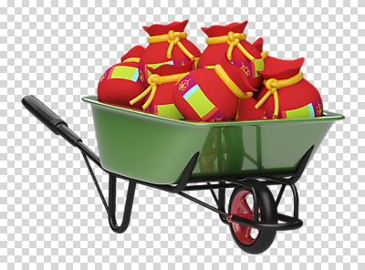 편집 편집이미지 복주머니 누끼 사람없음 3D소스 3D 여러개 수레 입체 디지털합성 오브젝트 PNG 목업 편집소스 다수 전통소품 카트 파일형식