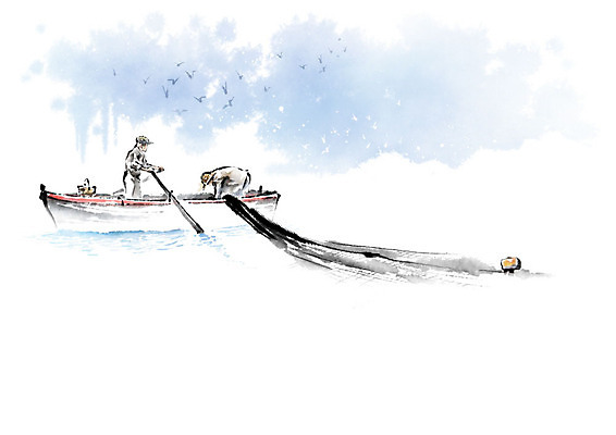 PSD 남자 파도 바다 일러스트 캘리그라피 갈매기 붓터치 어류 사람 성인 두명 물 그물 어선 어부 번짐 어촌 어획 성인남자만 수산인의날 국내일러스트 자연요소 직업 배_교통 조류 수중동물 시골 남자만 성인만 파일형식 법정기념일 효과