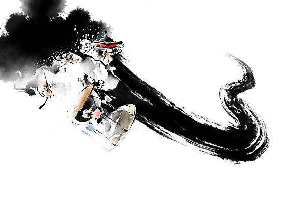 PSD 남자 일러스트 캘리그라피 응원 붓터치 근하신년 국악기 한명 사람 전통놀이 풍물놀이 장구 번짐 상모 농악꾼 장구채 남자한명만 2020년 국내일러스트 1 전통 악기 놀이 타악기 새해 국악 연도 남자만 파일형식 효과