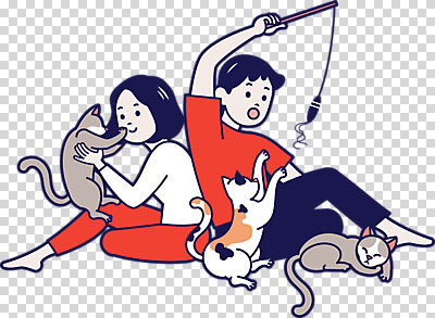 편집 편집이미지 여자 남자 행복 세마리 누끼 두명 반려동물 장난감 고양이 즐거움 PNG 반려 편집소스 동물 감정 포유류 3 사람 파일형식