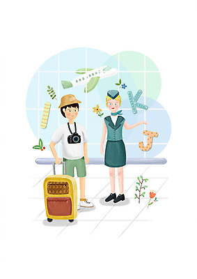 PSD 알파벳 영어 여자 교육 남자 꽃 여행 일러스트 비행기 사람 두명 컬러풀 카메라 캐리어 공항 승무원 즐거움 에듀 에듀케이션 스쿨팩 국내일러스트 식물 직업 문자 감정 컬러 항공교통 교통시설 대중교통 전자제품 여행가방 파일형식