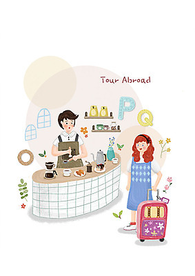 PSD 외국인 알파벳 영어 여자 교육 남자 꽃 커피 빵 일러스트 창문 선반 사람 두명 컵 컬러풀 여행객 카페 커피메이커 고객 즐거움 당황 에듀 에듀케이션 영어회화 스쿨팩 국내일러스트 식물 문자 식기 감정 음료 음식 컬러 가구 회화 인종 상점 커피용품 파일형식