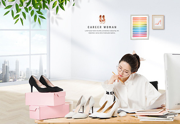 PSD 편집이미지 여자 구두 한명 20대 성인 한국인 비즈니스우먼 전문직 디자이너 고민 구두디자이너 성인여자한명만 카피스페이스 이미지편집 직업 1 감정 신발 비즈니스 사람 동양인 청년 공백 직장인 여자한명만 성인여자만 파일형식