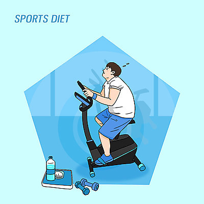 PSD 남자 다이어트 일러스트 건강 한명 물 파란색 운동 헬스사이클 아령 물병 땀 체중계 힘듦 국내일러스트 자연요소 1 컬러 컨셉 사람 운동기구 물통 파일형식
