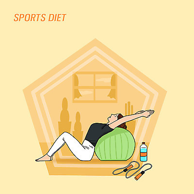 PSD 여자 다이어트 일러스트 요가 건강 한명 물 운동 주황색 스트레칭 짐볼 물병 줄넘기 국내일러스트 자연요소 1 웰빙 컬러 사람 물통 파일형식