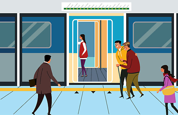 여자 할아버지 노년 남자 일러스트 따뜻함 사람 여러명 성인 마음 봉사 도움 전철 자원봉사자 즐거움 사랑나눔 나눔 전철역 부축 국내일러스트 AI파일 감정 육상교통 다수 컨셉 대중교통 사랑 역 파일형식 벡터