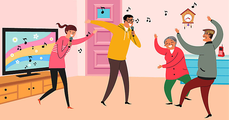 여자 할아버지 노년 남자 할머니 음표 일러스트 노래 따뜻함 사람 여러명 성인 노부부 텔레비전 마음 봉사 자원봉사자 마이크 즐거움 사랑나눔 나눔 노래방 거실장 국내일러스트 AI파일 기호 부부 감정 음악 음향기기 가구 다수 사랑 전자제품 도움 파일형식 벡터