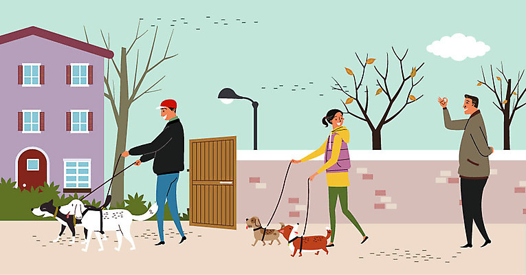 나무 여자 남자 가로등 여러마리 일러스트 따뜻함 사람 세명 담장 마음 봉사 풀 개 자원봉사자 즐거움 사랑나눔 나눔 목줄 유기견 유기동물 국내일러스트 AI파일 식물 동물 공공시설 감정 다수 포유류 사랑 도움 파일형식 벡터 반려용품