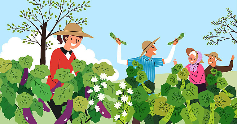 나무 여자 할아버지 노년 남자 할머니 일러스트 가지 오이 따뜻함 사람 여러명 성인 농작물 노부부 수확 나뭇가지 마음 봉사 도움 자원봉사자 즐거움 밀짚모자 사랑나눔 나눔 채소밭 밭농사 로컬푸드 국내일러스트 AI파일 식물 모자_잡화 부부 감정 다수 컨셉 밭 농업 채소 사랑 농산물 농사 파일형식 벡터