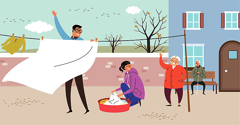 나무 여자 할아버지 노년 남자 할머니 벤치 일러스트 하늘 따뜻함 사람 여러명 성인 담장 노부부 가을 마음 봉사 자원봉사자 빨래 빨랫줄 즐거움 사랑나눔 대야 나눔 빨래널기 국내일러스트 AI파일 식물 부부 계절 감정 줄 다수 가사 의자 사랑 도움 파일형식 벡터