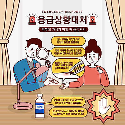 손 여자 남자 말풍선 일러스트 돋보기 경고 사람 성인 두명 금지 스탠드 응급 긴급 가시 피부 핀셋 안전교육 긴급상황 비상등 소독 위급 위급상황 응급상황 응급조치 응급치료 국내일러스트 AI파일 교육 조명 안전 신체부위 치료 도구 파일형식 벡터
