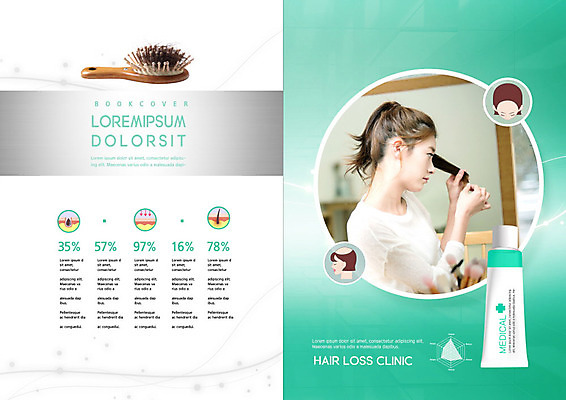 PSD 템플릿 표지디자인 북디자인 출판디자인 여자 내지 리플렛 북커버 한명 팜플렛 20대 성인 초록색 약 머리카락 머리빗 헤어관리 탈모 성인여자한명만 이미지템플릿 1 컬러 의학 사람 청년 뷰티 머리 미용용품 증상 여자한명만 성인여자만 파일형식