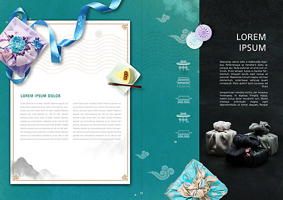 PSD 구름 템플릿 전통 표지디자인 북디자인 출판디자인 명절 리본 내지 리플렛 북커버 근하신년 새해 팜플렛 사람없음 설날 전통문양 검은색 보따리 청록색 떡케이크 설맞이 이미지템플릿 자연요소 문양 기념일 컬러 케이크 파일형식